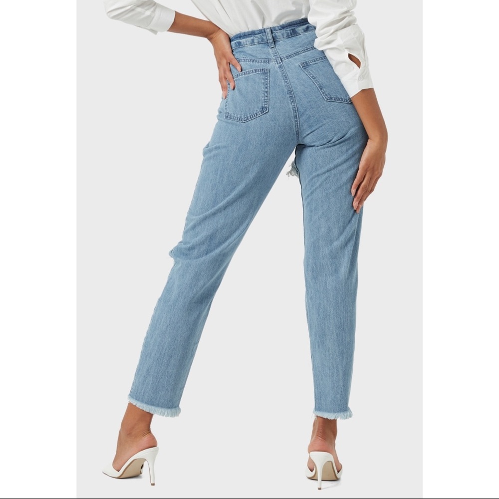 Misguided Denim Riot High Rise Slit Rip Mom Jeans - Picture 14 of 16